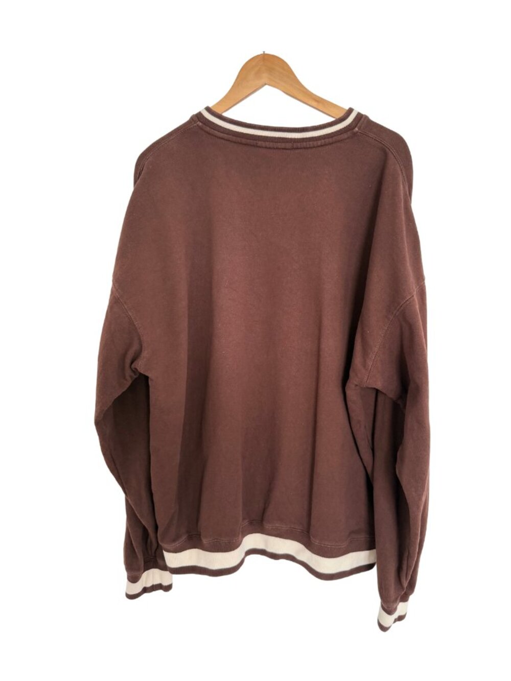 Brandy Melville Sweatshirt Womens Medium Brown Erica Off White Cream Shirt - Picture 2 of 14